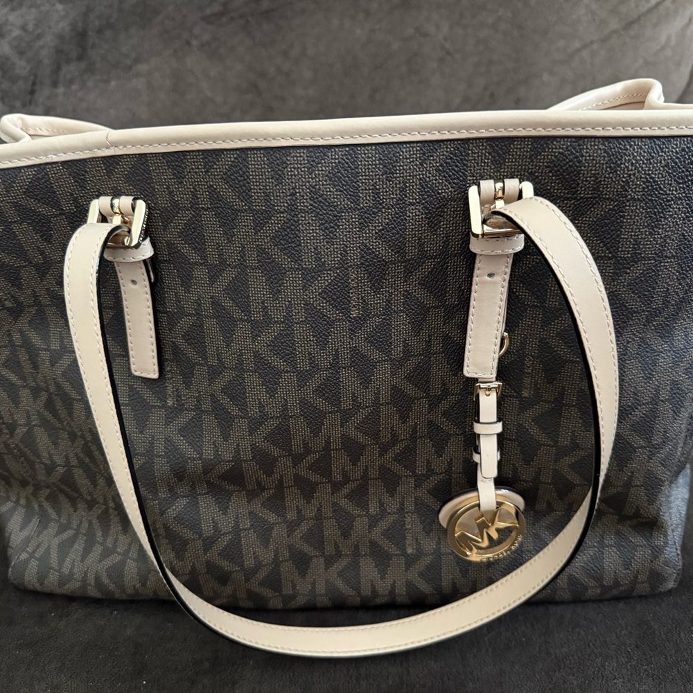 Michael Kors Black and Tan Logo Tote